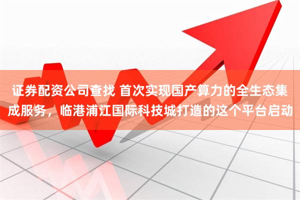 证券配资公司查找 首次实现国产算力的全生态集成服务，临港浦江国际科技城打造的这个平台启动