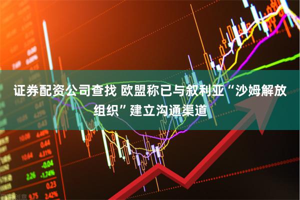 证券配资公司查找 欧盟称已与叙利亚“沙姆解放组织”建立沟通渠道